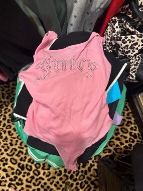 Pink Rhinestone 'Juicy' Tank Bodysuit size small